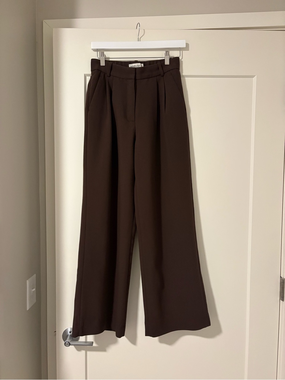 Abercrombie & Fitch Sloane Pant Dark Brown Wide-Leg High-Rise Trousers